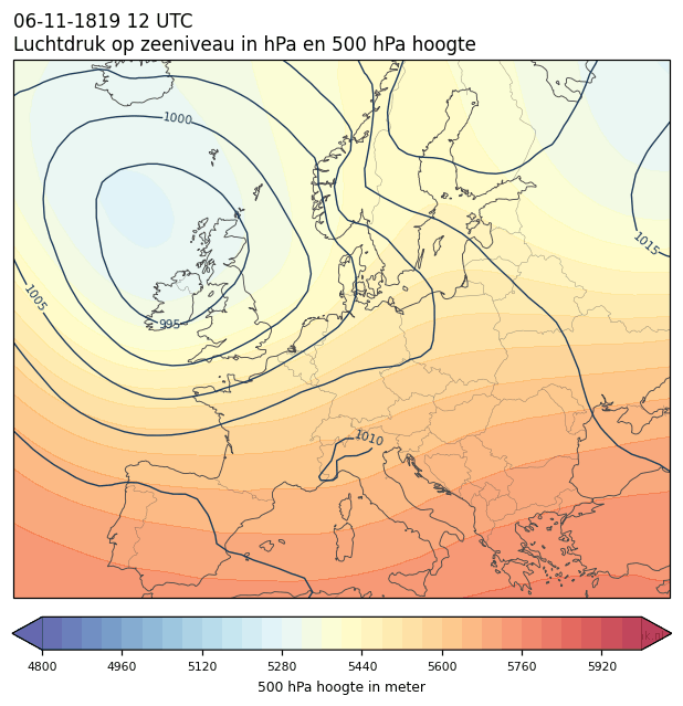 Weerkaart van 6 november 1819 om 12 UTC