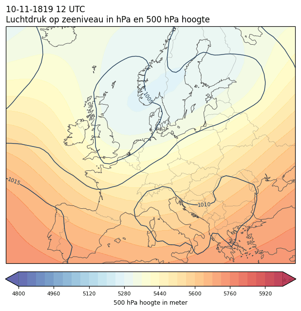 Weerkaart van 10 november 1819 om 12 UTC
