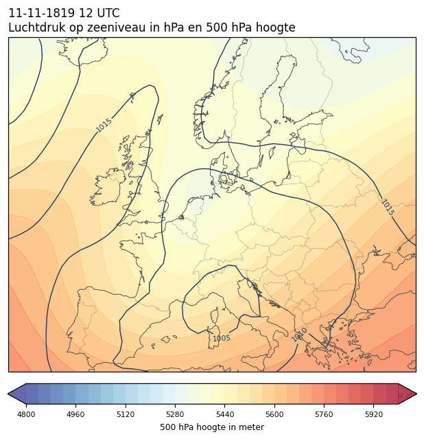 Weerkaart van 11 november 1819 om 12 UTC