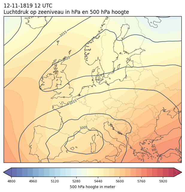 Weerkaart van 12 november 1819 om 12 UTC