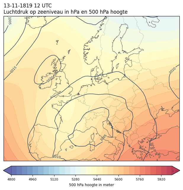Weerkaart van 13 november 1819 om 12 UTC