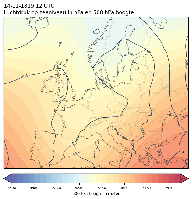 Weerkaart van 14 november 1819 om 12 UTC
