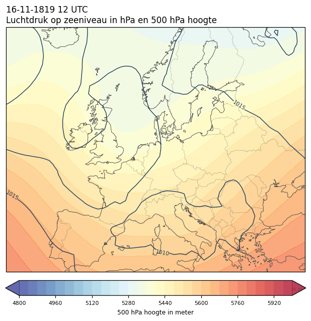 Weerkaart van 16 november 1819 om 12 UTC