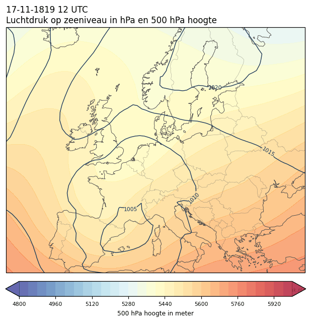 Weerkaart van 17 november 1819 om 12 UTC