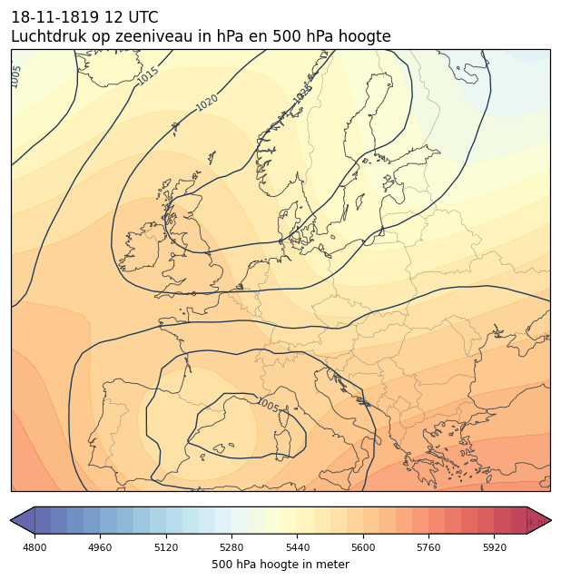 Weerkaart van 18 november 1819 om 12 UTC