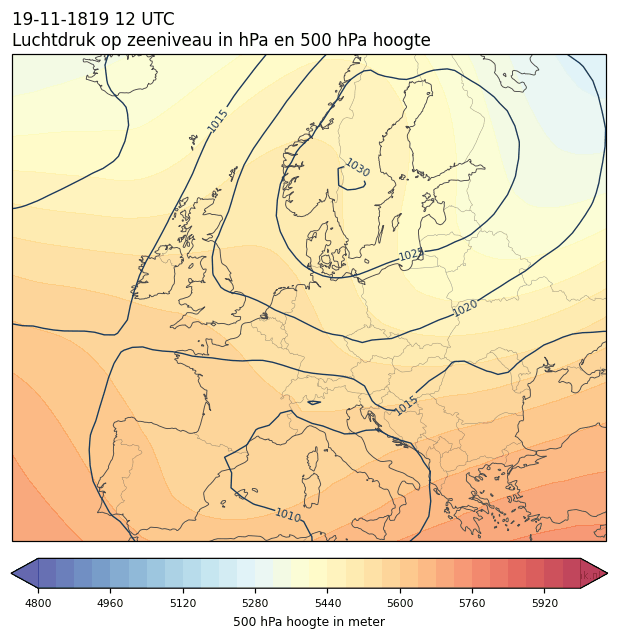 Weerkaart van 19 november 1819 om 12 UTC