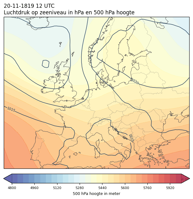 Weerkaart van 20 november 1819 om 12 UTC