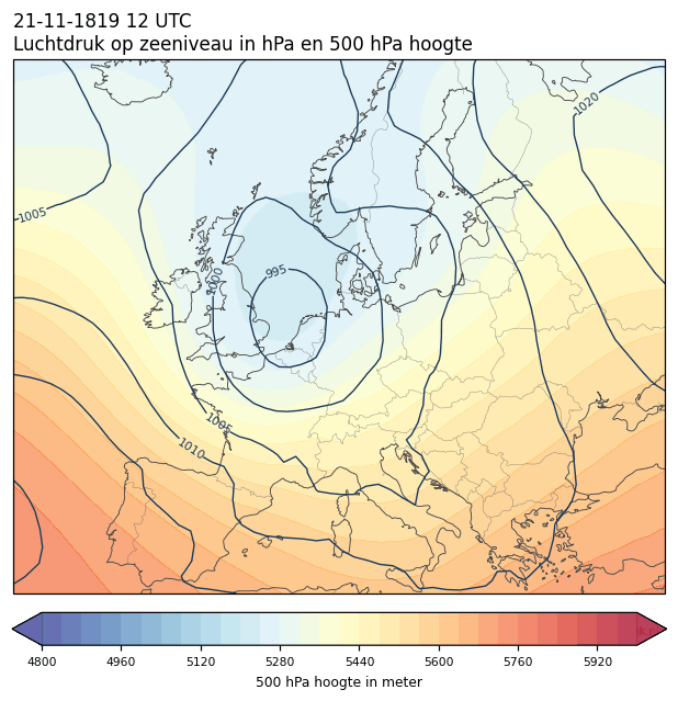 Weerkaart van 21 november 1819 om 12 UTC