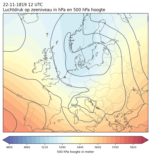 Weerkaart van 22 november 1819 om 12 UTC