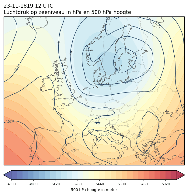 Weerkaart van 23 november 1819 om 12 UTC