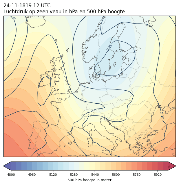 Weerkaart van 24 november 1819 om 12 UTC