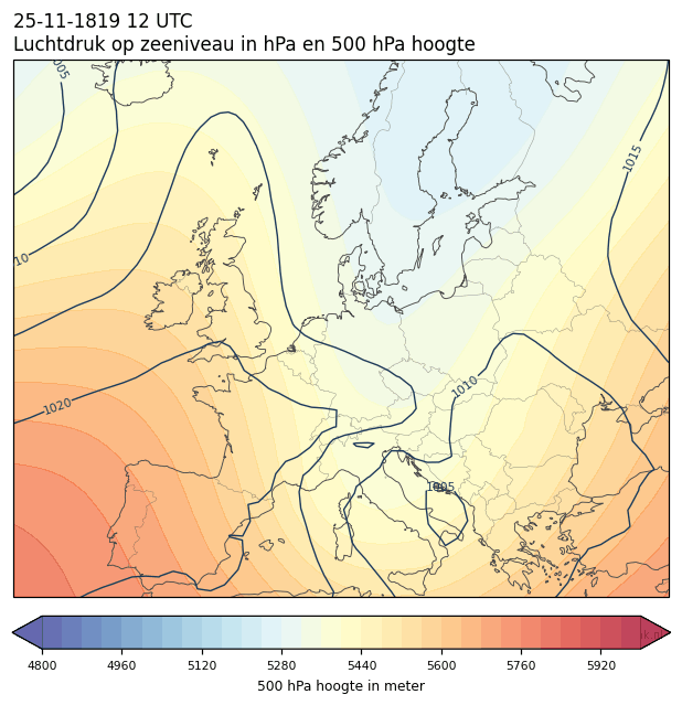 Weerkaart van 25 november 1819 om 12 UTC