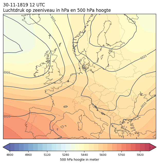 Weerkaart van 30 november 1819 om 12 UTC