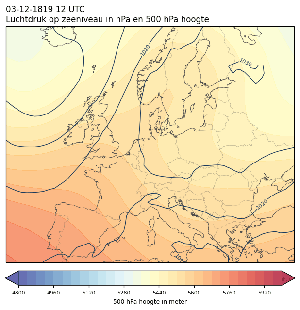 Weerkaart van 3 december 1819 om 12 UTC