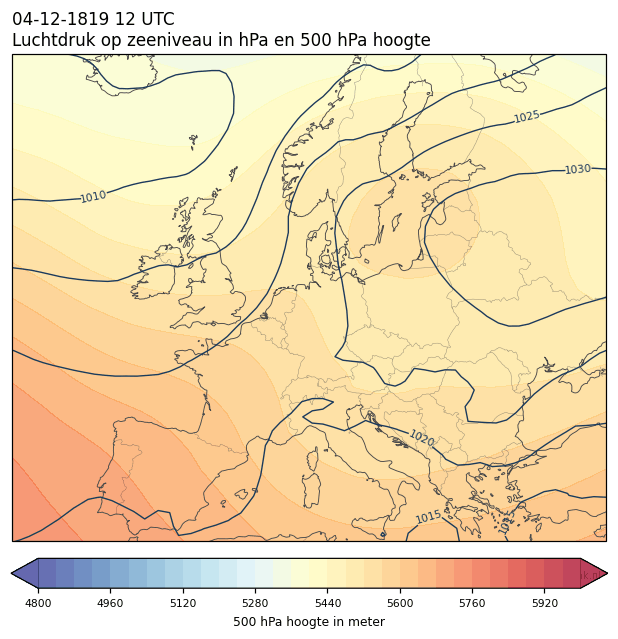 Weerkaart van 4 december 1819 om 12 UTC