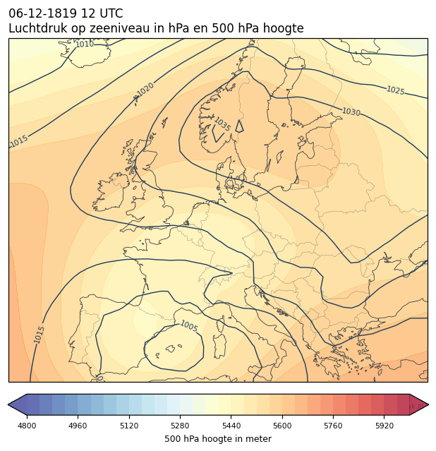 Weerkaart van 6 december 1819 om 12 UTC