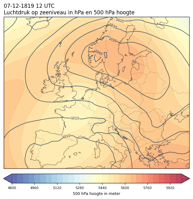 Weerkaart van 7 december 1819 om 12 UTC