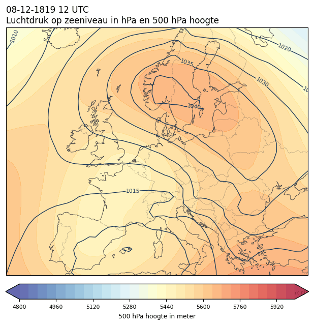 Weerkaart van 8 december 1819 om 12 UTC