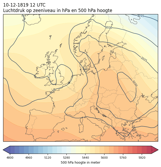 Weerkaart van 10 december 1819 om 12 UTC