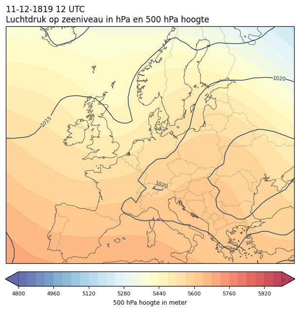 Weerkaart van 11 december 1819 om 12 UTC