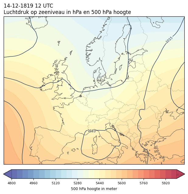 Weerkaart van 14 december 1819 om 12 UTC