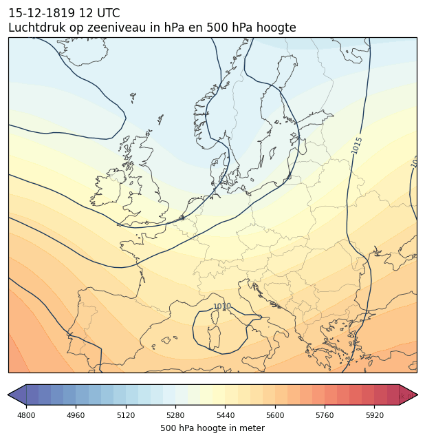 Weerkaart van 15 december 1819 om 12 UTC