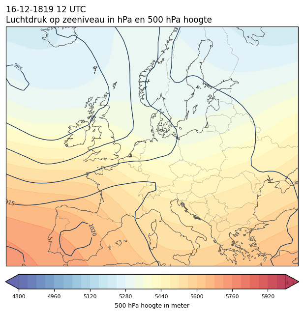 Weerkaart van 16 december 1819 om 12 UTC