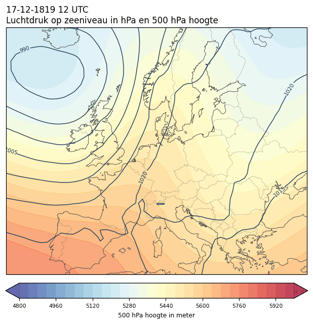 Weerkaart van 17 december 1819 om 12 UTC