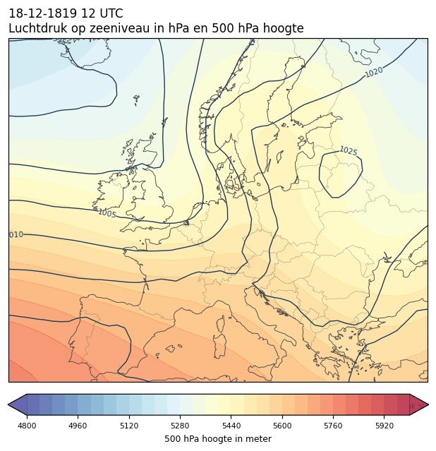 Weerkaart van 18 december 1819 om 12 UTC
