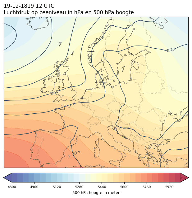 Weerkaart van 19 december 1819 om 12 UTC