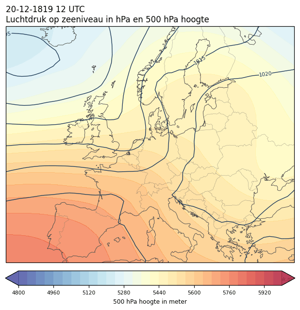 Weerkaart van 20 december 1819 om 12 UTC