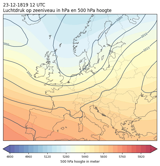Weerkaart van 23 december 1819 om 12 UTC
