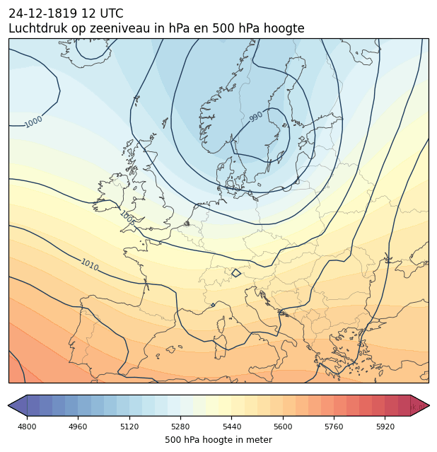 Weerkaart van 24 december 1819 om 12 UTC