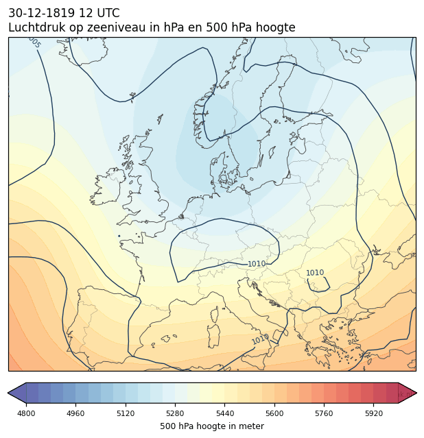 Weerkaart van 30 december 1819 om 12 UTC