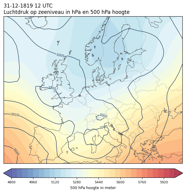 Weerkaart van 31 december 1819 om 12 UTC