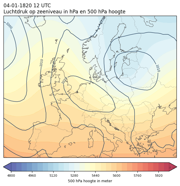 Weerkaart van 4 januari 1820 om 12 UTC