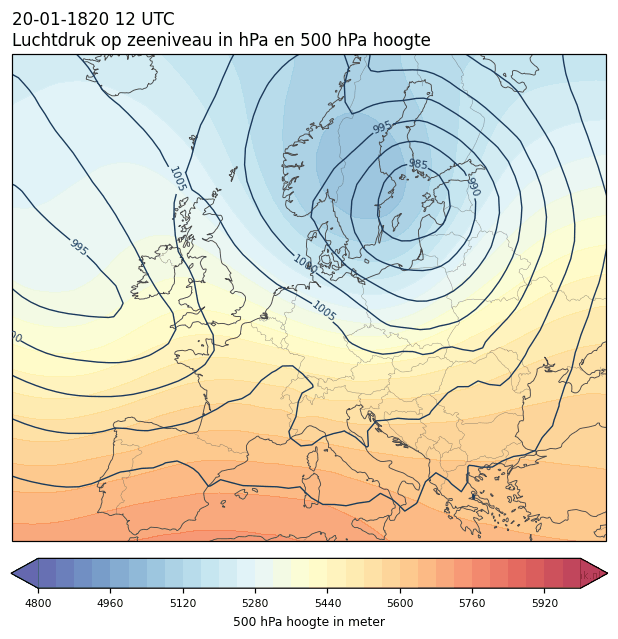 Weerkaart van 20 januari 1820 om 12 UTC