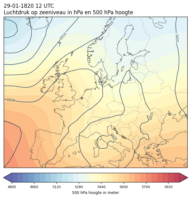 Weerkaart van 29 januari 1820 om 12 UTC