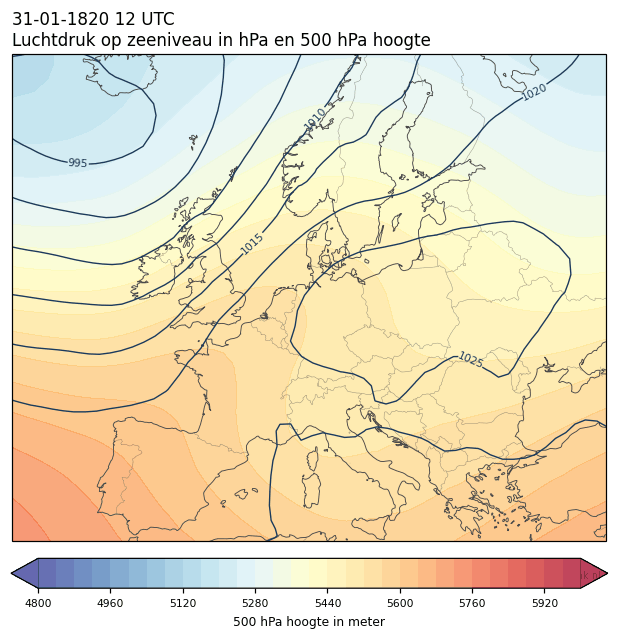 Weerkaart van 31 januari 1820 om 12 UTC