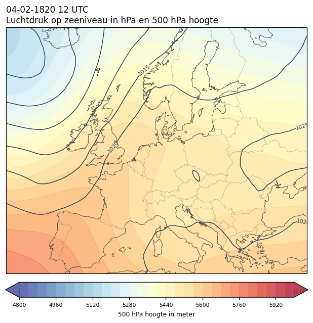 Weerkaart van 4 februari 1820 om 12 UTC