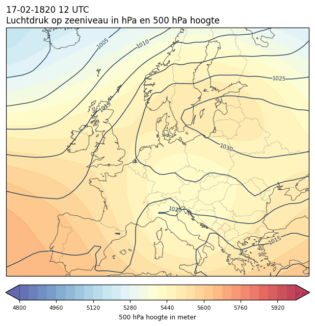 Weerkaart van 17 februari 1820 om 12 UTC