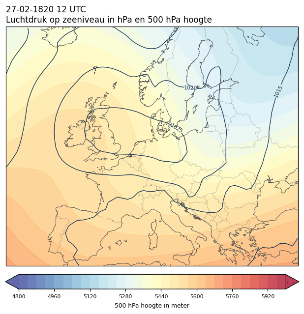 Weerkaart van 27 februari 1820 om 12 UTC