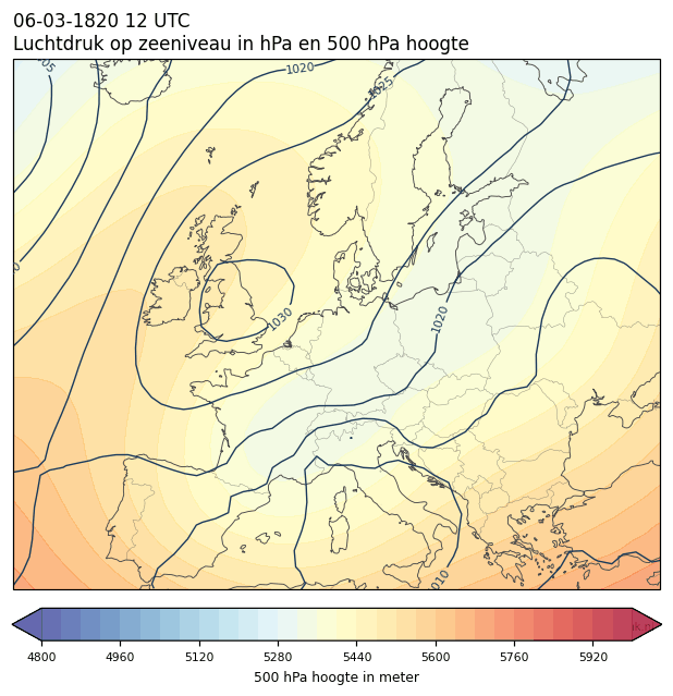 Weerkaart van 6 maart 1820 om 12 UTC