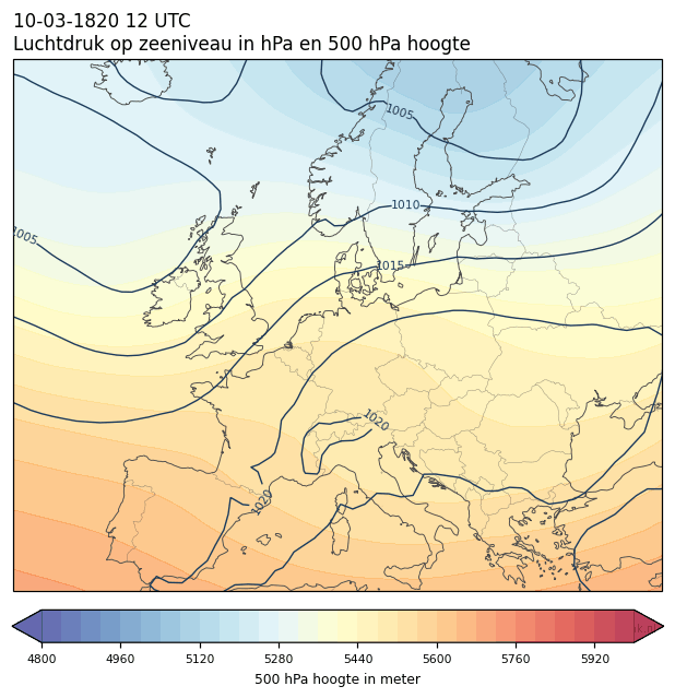 Weerkaart van 10 maart 1820 om 12 UTC