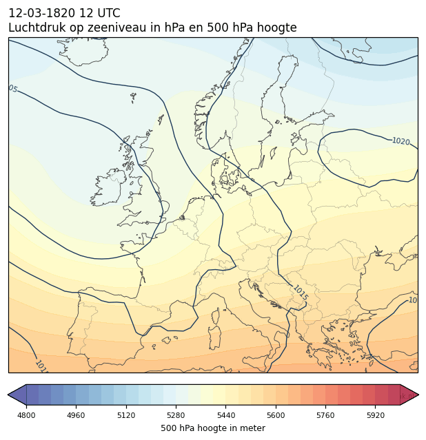 Weerkaart van 12 maart 1820 om 12 UTC