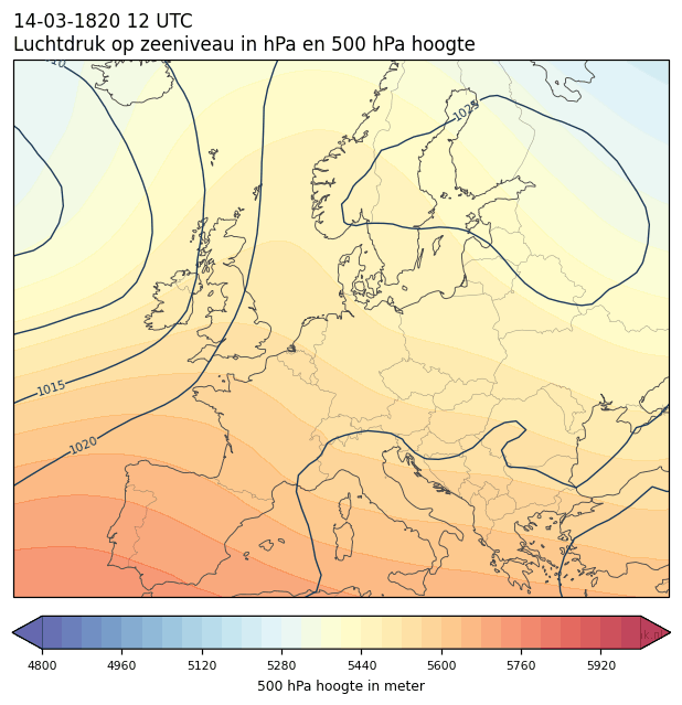 Weerkaart van 14 maart 1820 om 12 UTC
