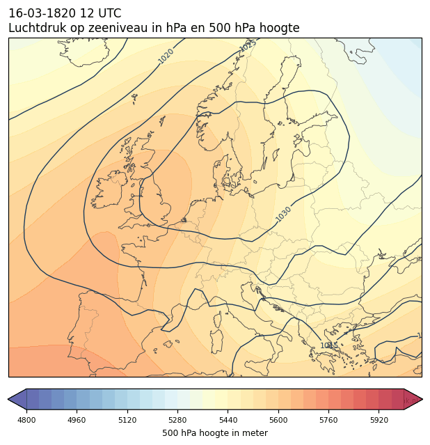 Weerkaart van 16 maart 1820 om 12 UTC