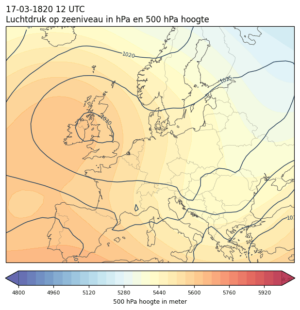 Weerkaart van 17 maart 1820 om 12 UTC