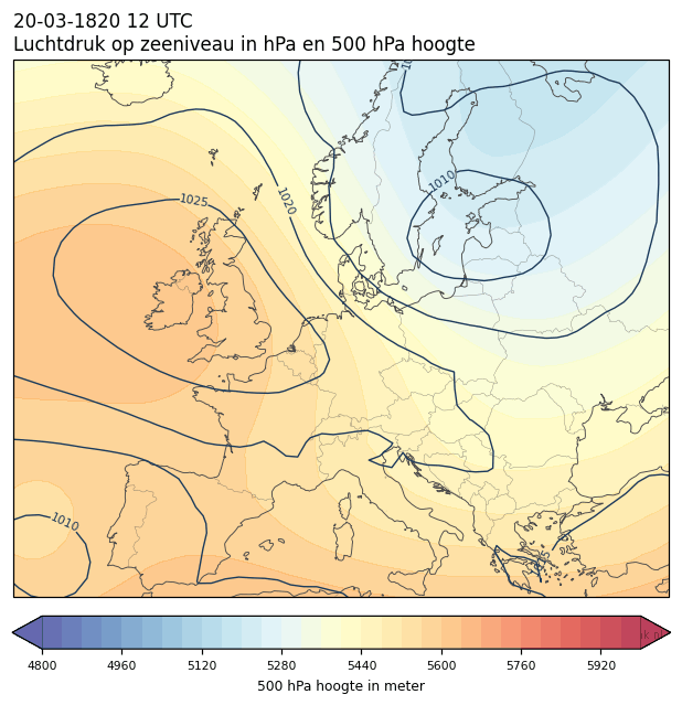 Weerkaart van 20 maart 1820 om 12 UTC