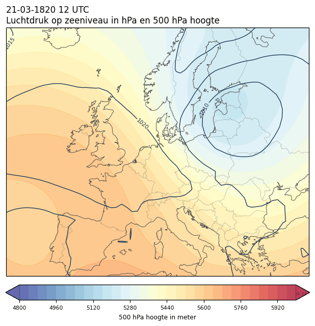 Weerkaart van 21 maart 1820 om 12 UTC
